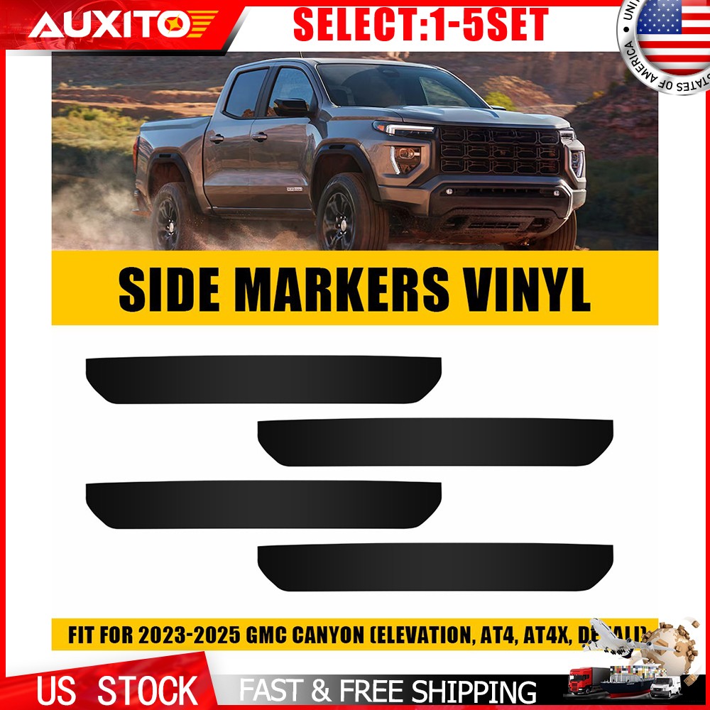 For 2023 2024 25 GMC Canyon Fender Marker Light Cover Black Vinyl Overlay 4-20X