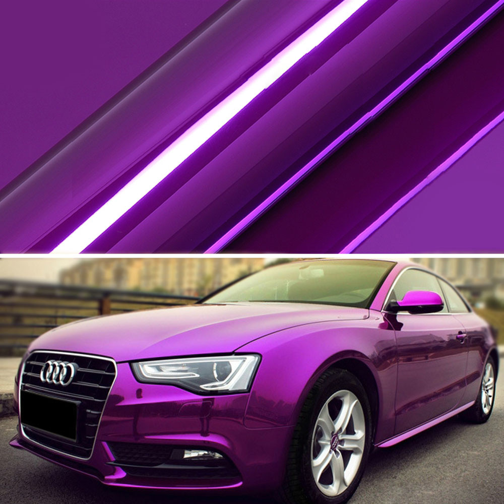 12″ x 60″ Purple Chrome Mirror Vinyl Film Wrap Sticker Stretchable 1ft x 5ft