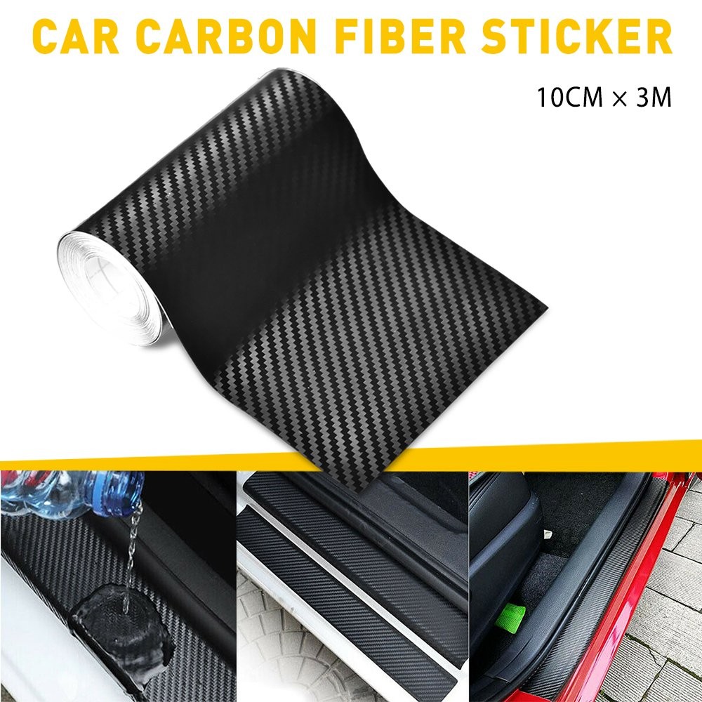 10CM Carbon Fiber Sticker Protector Sill Scuff Cover Anti Scratch Car Door Body
