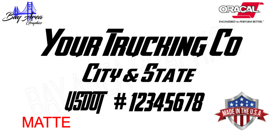 CUSTOM TRUCK DOOR DECALS SET OF 2 USDOT CITY STATE COMPANY NAMEWATERPROOF VINYL