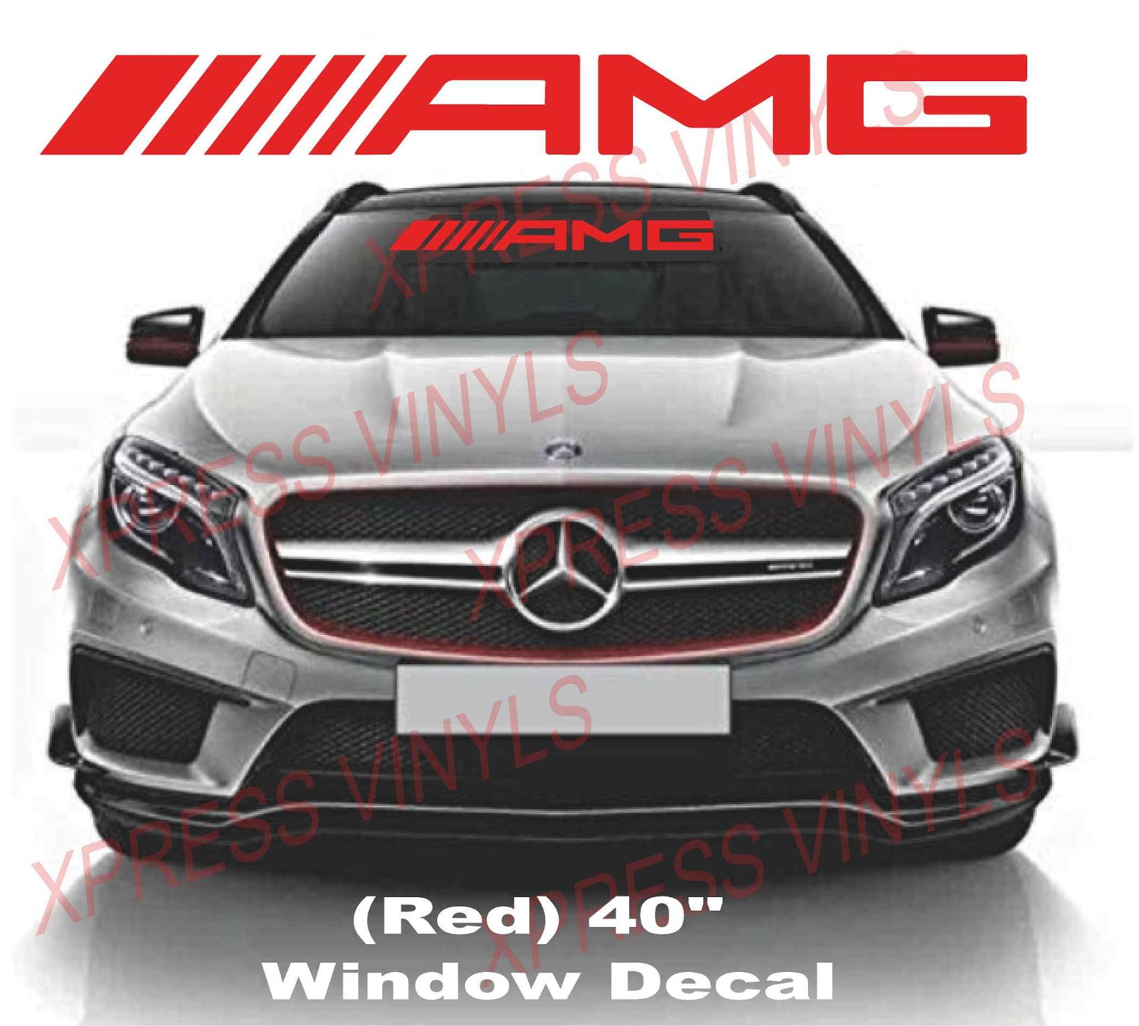 AMG Mercedes Benz RED Vinyl Decal Sticker Windshield Logo Banner