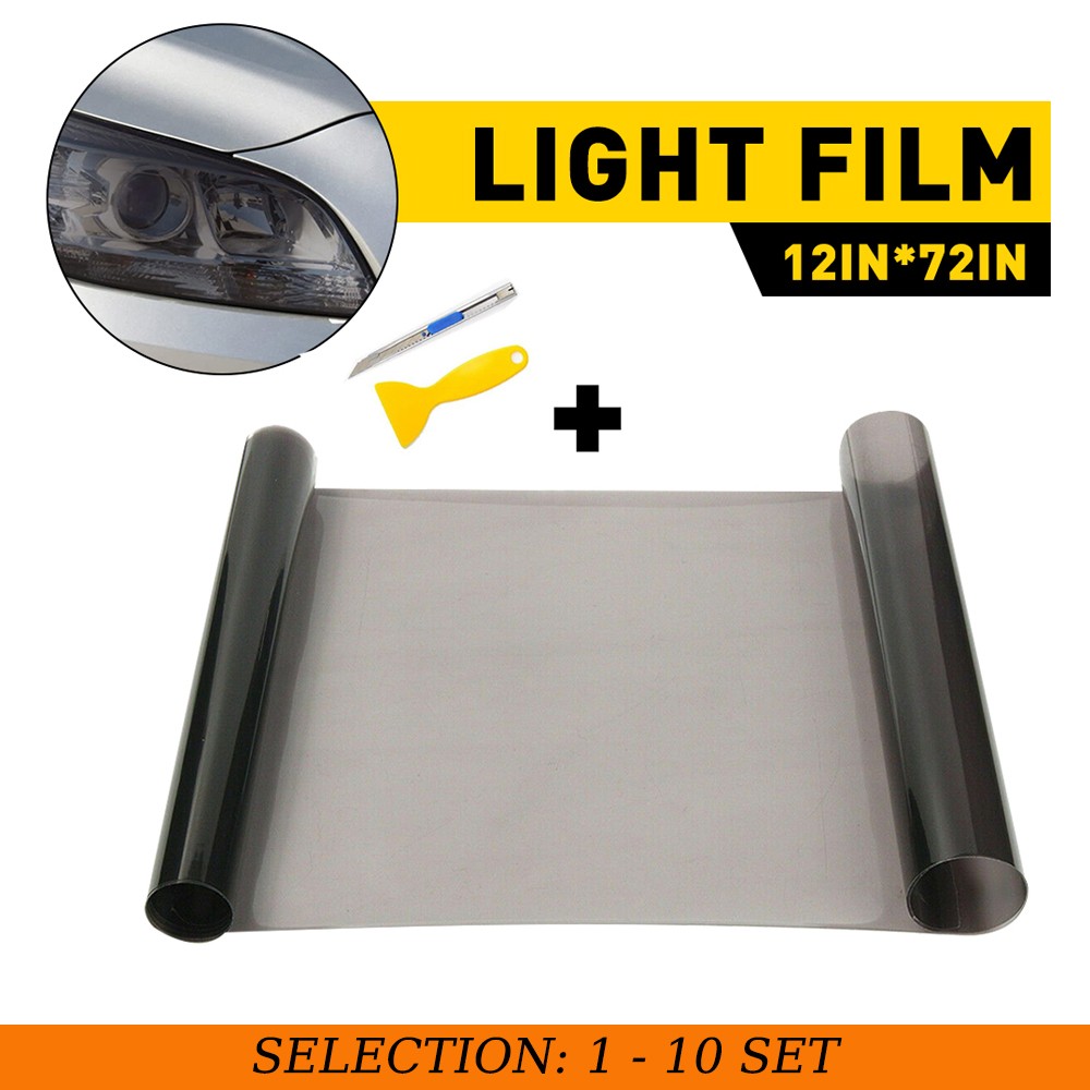Gloss Light Black Smoke Headlight Taillight Fog Light Vinyl Tint Film 72″ 1-10X