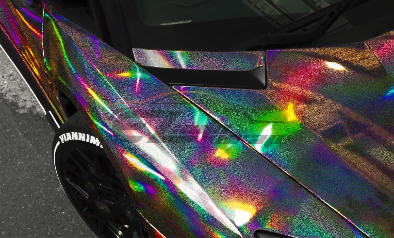 Holographic Glitter Black Rainbow Chrome Car Vinyl Wrap Sticker Decal Sheet