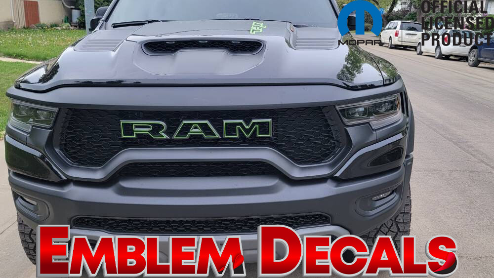 Ram 1500 TRX Grill ” R A M ” Emblem Overlay Decal 2021 2022 2023 2024