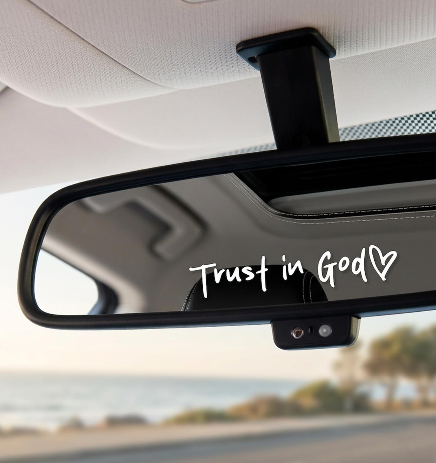 6 Pcs Trust in God Rearview Mirror Sticker Vinyl White, Black, Pink