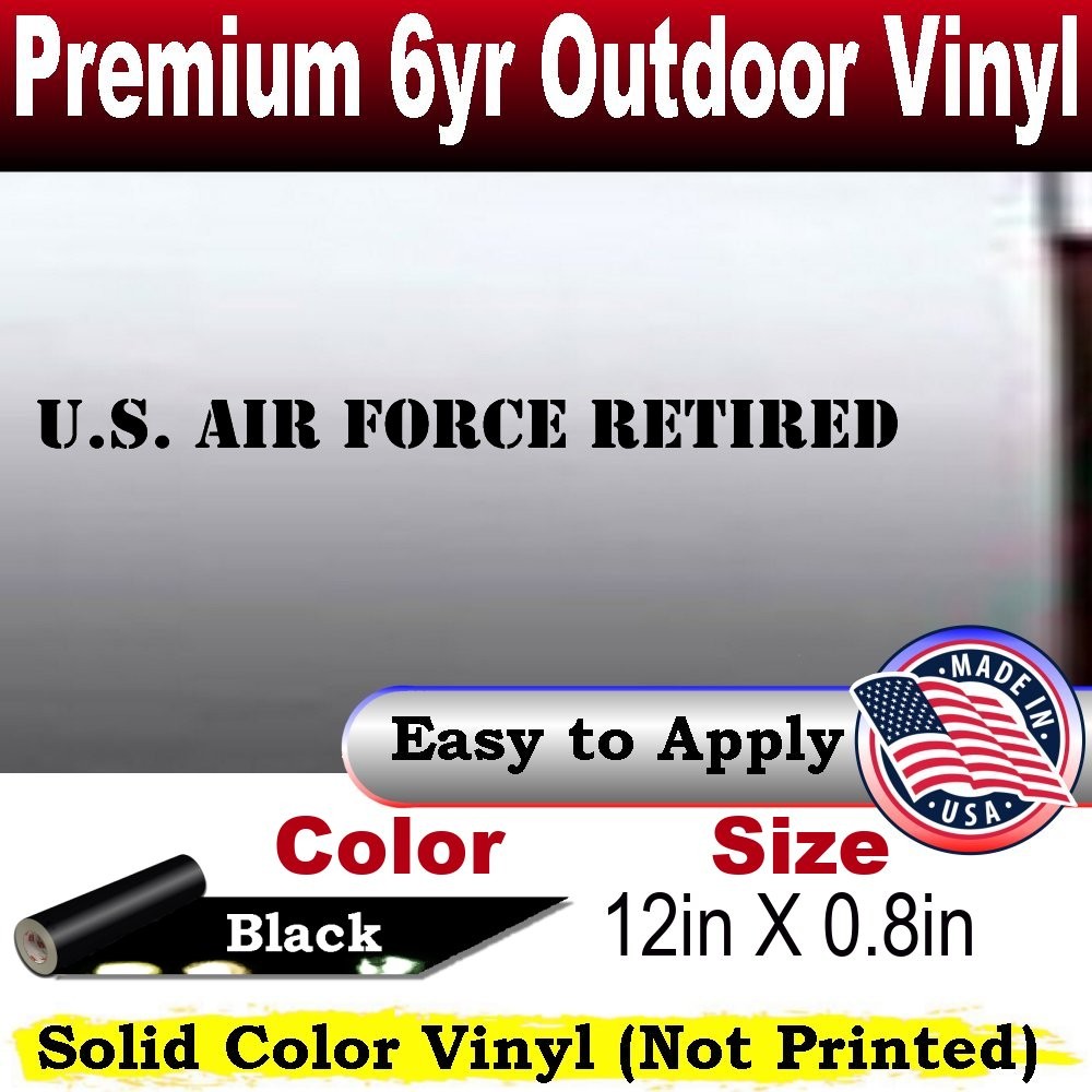 US Air Force Retired text Car or Truck Window Laptop Decal Sticker Black 12X0.8