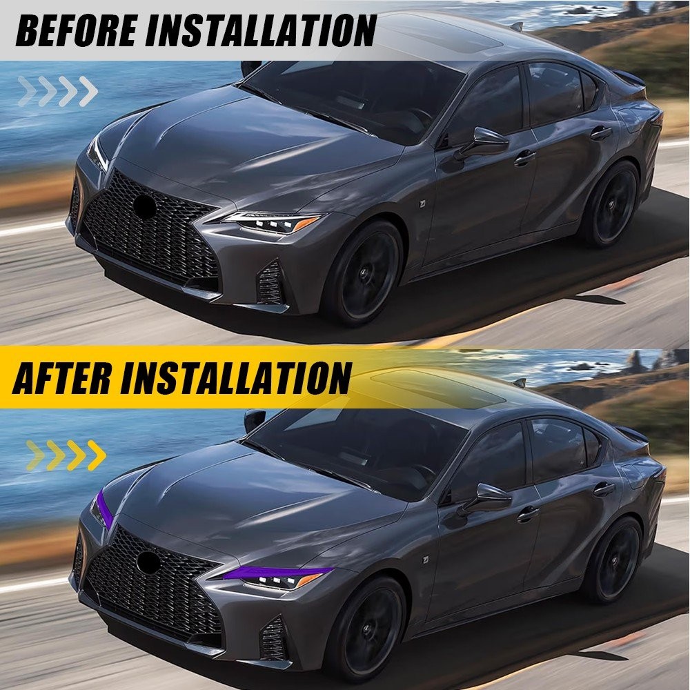 For Lexus IS 2021-2025 Purple Smoked Headlight DRL Tint Overlay Vinyl 2-10X
