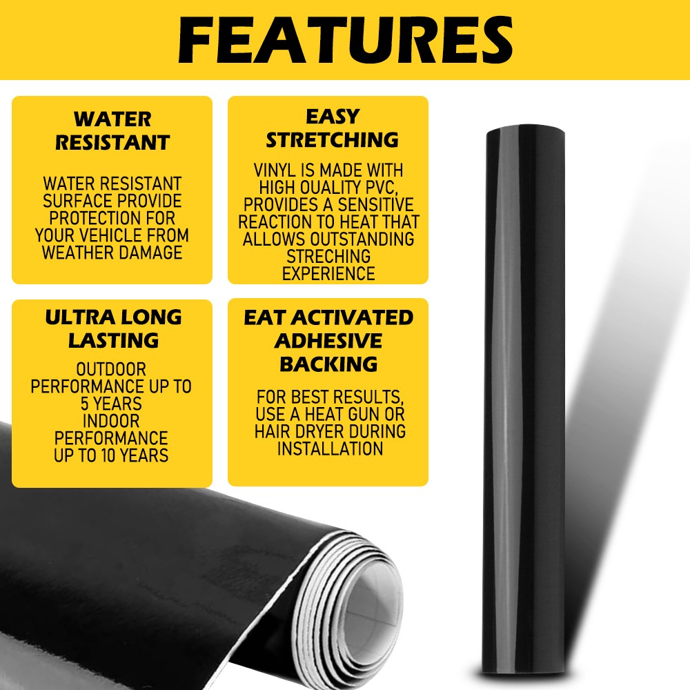 Gloss Flat Black Vinyl Vynil Car Auto Vehicle Wrap Sticker Decal Film Sheet