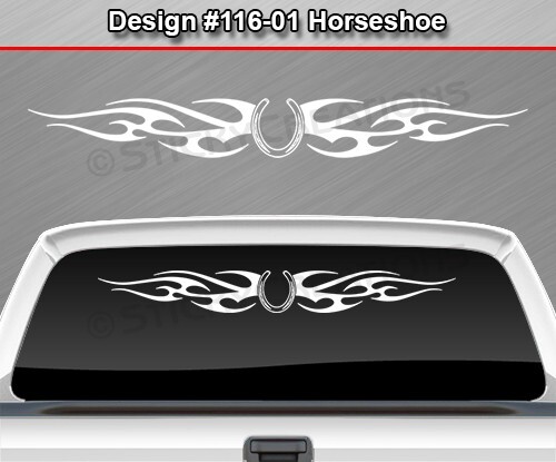 116-01 HORSESHOE Windshield Decal Window Sticker Vinyl Graphic Design Trailer