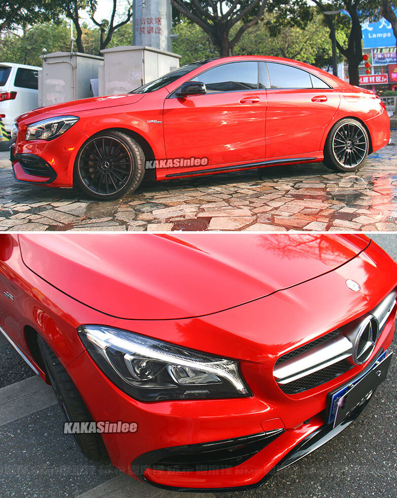 Red Gloss Bright Metallic Paint Entire Car Vinyl Wrap SUV Roof Sticker Decal US