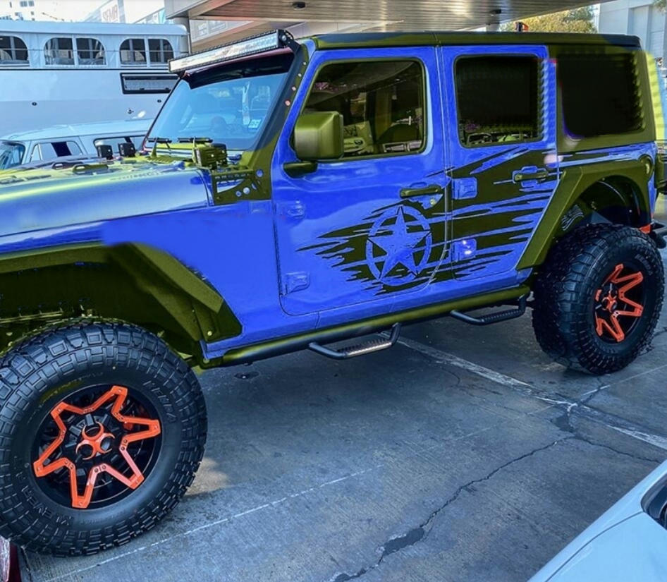 2 Pcs Graphic Vinyl Star Car Sticker For Jeep Wrangler 4 Door Side Stripe Decals