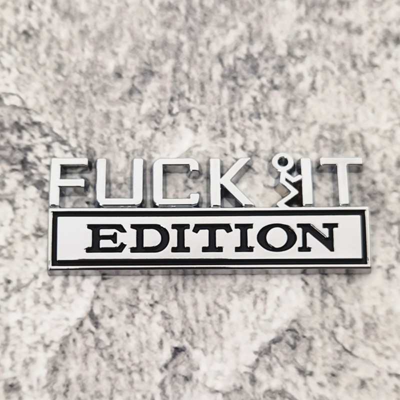 2Pcs 3D Zinc Alloy FU*K &IT EDITION Metal Letter Badge Car Emblem Bumper Decal