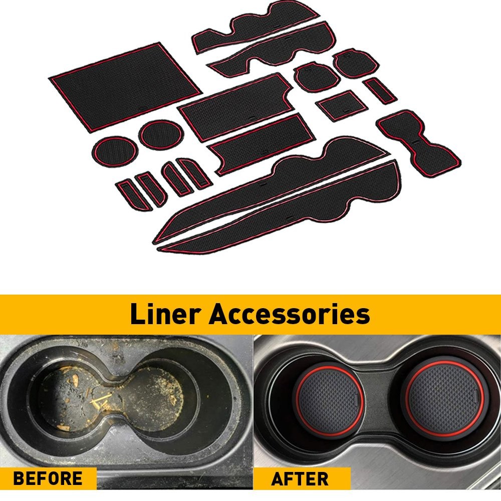 Liner Accessories Red For Toyota Tacoma 16-22 Cup Console Door Pocket Insert H