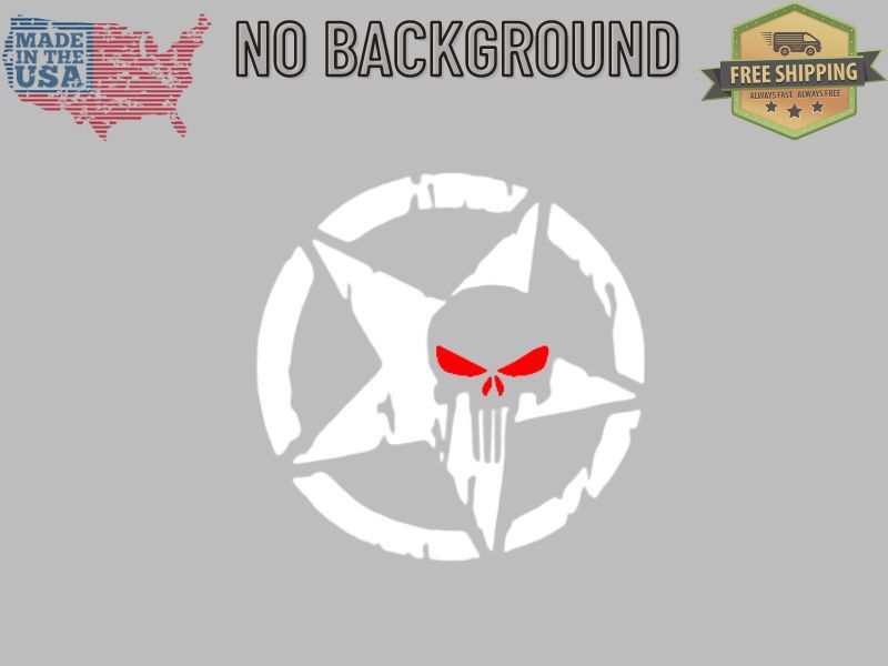 Army Military Star Punisher Skull Distressed Vinyl Decal Sticker truck window
