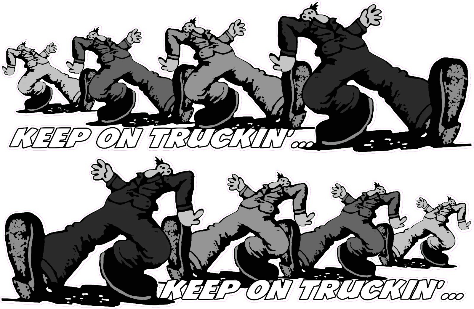 Keep on Truckin’ Right & Left Large Black & White 36″ x 12″ Decals