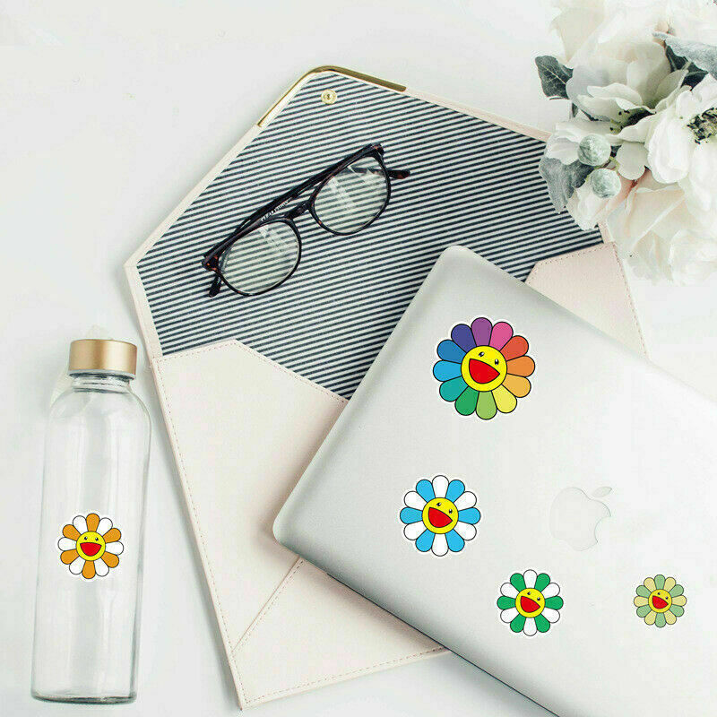 50 Pack Sticker Bomb Takashi Murakami Flower Rainbow Skateboard Laptop Decals