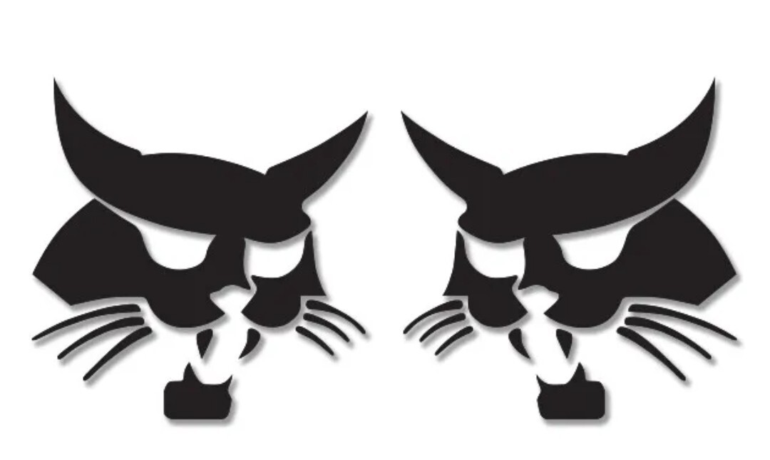 2 Bobcat Faces Skid Tractor Excavator Bobcat Vinyl Decal Sticker