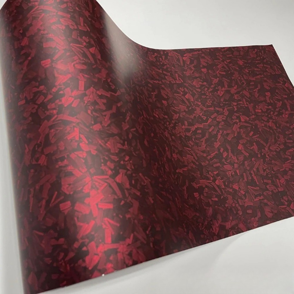 1ft x 5ft Matte Red Forged Carbon Fiber Vinyl Wrap Roll DIY Air Release Sticker