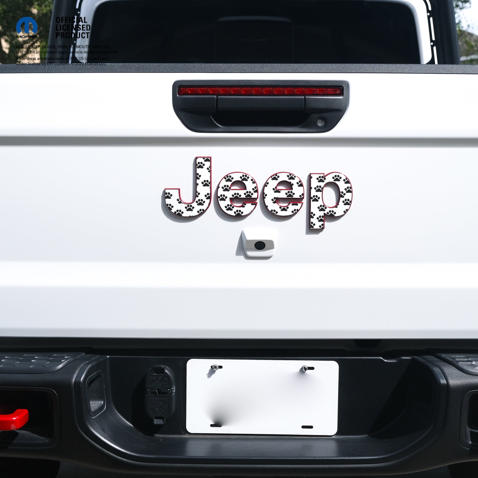 Jeep Emblem Overlay Decals – Dog Paws Black on White