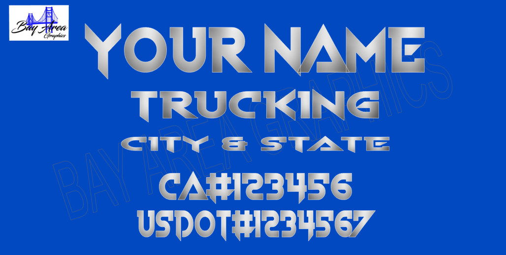 TRUCK DOOR COMMERCIAL DECALS CUSTOM SAME STYLE TEXT & DOT OUTDOOR VINYL X2