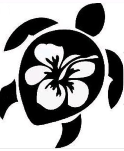 SEA TURTLE HIBISCUS Vinyl Decal -Sticker for Car Truck Bumper Wall Window