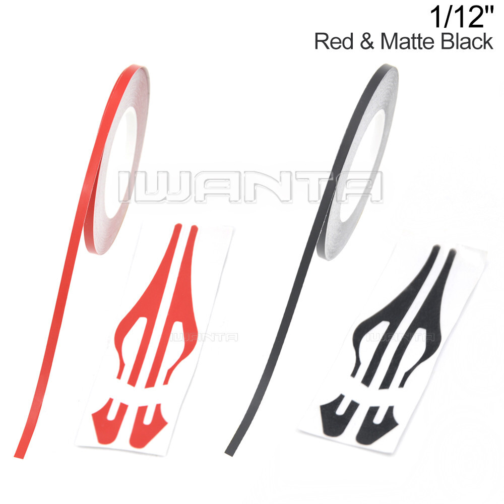1/12″ 2mm Red & Matte Black Pinstriping Pin Stripe DIY Vinyl Tape Decal Sticker