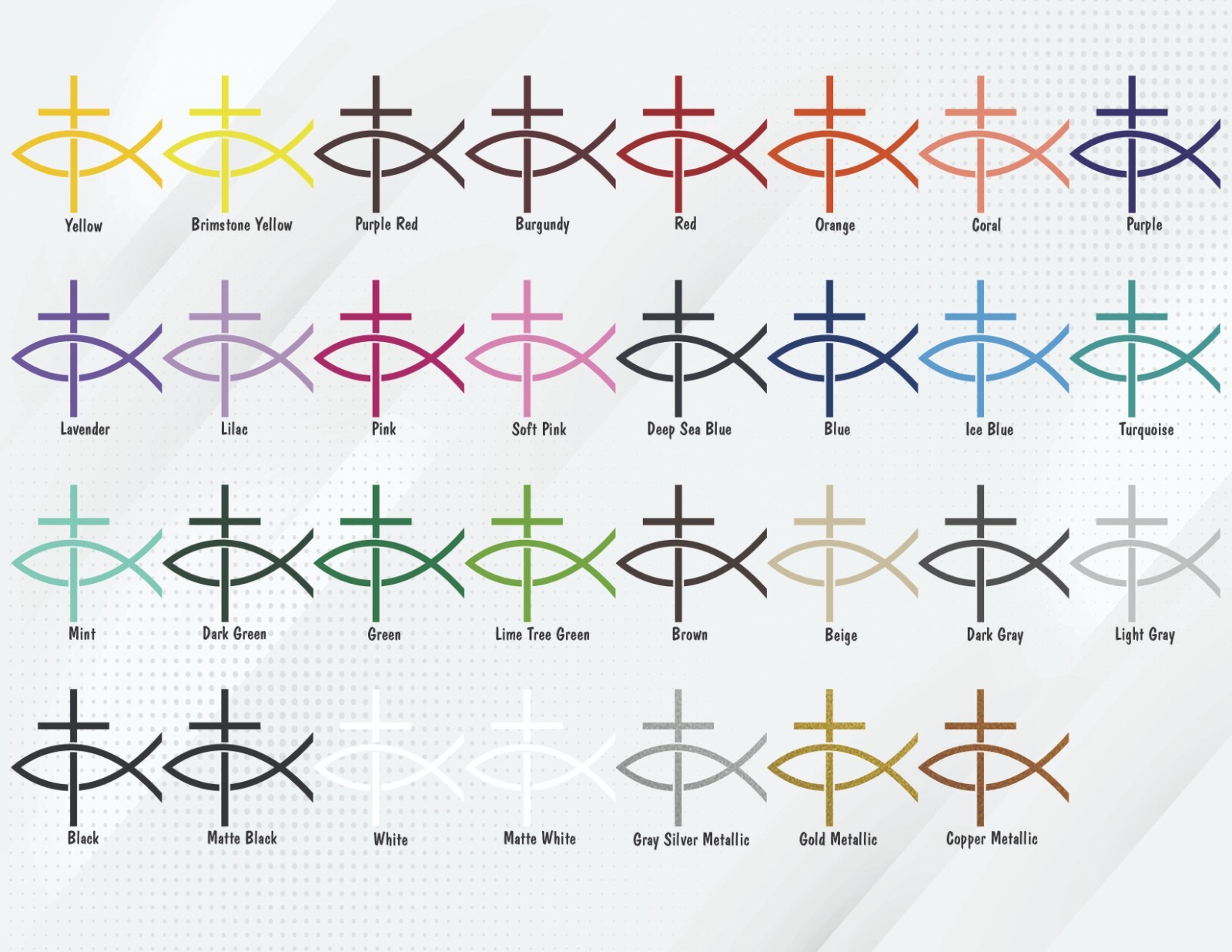 Jesus Fish W/ Cross Die Cut Vinyl Decal Transfer Sticker 4.5″ x 5″ Premium Vinyl