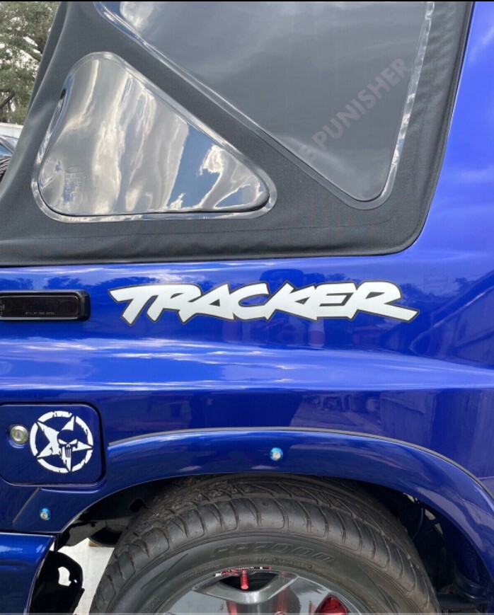 GEO TRACKER SET OF2X DECAL STICKER 3M VINYL PRINTED GRAPHIC LAMINATED GRAY BLACk