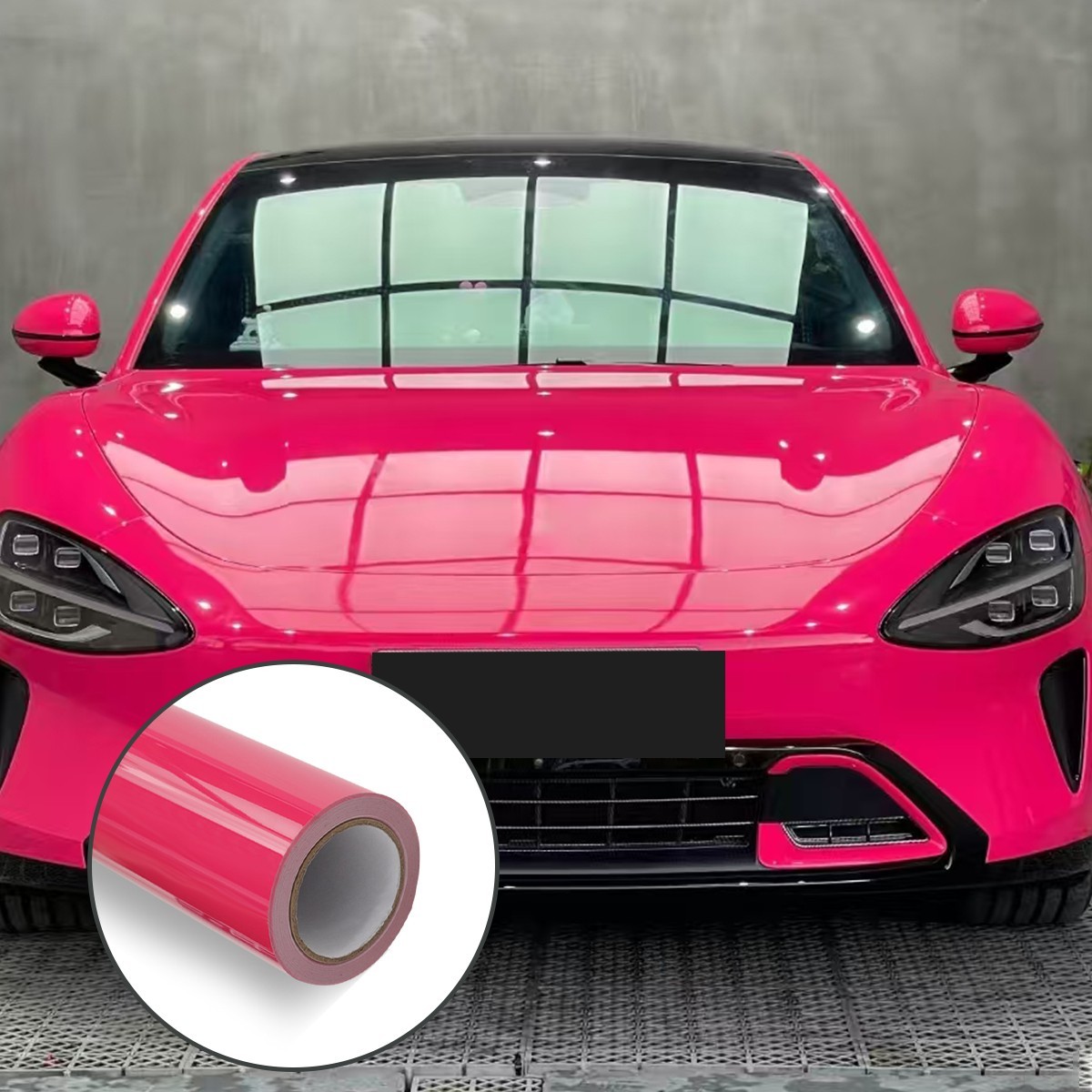 5FTx50FT PET Gloss Crystal Beetroot Purple Vinyl Wrap Self-Adhesive Air Release