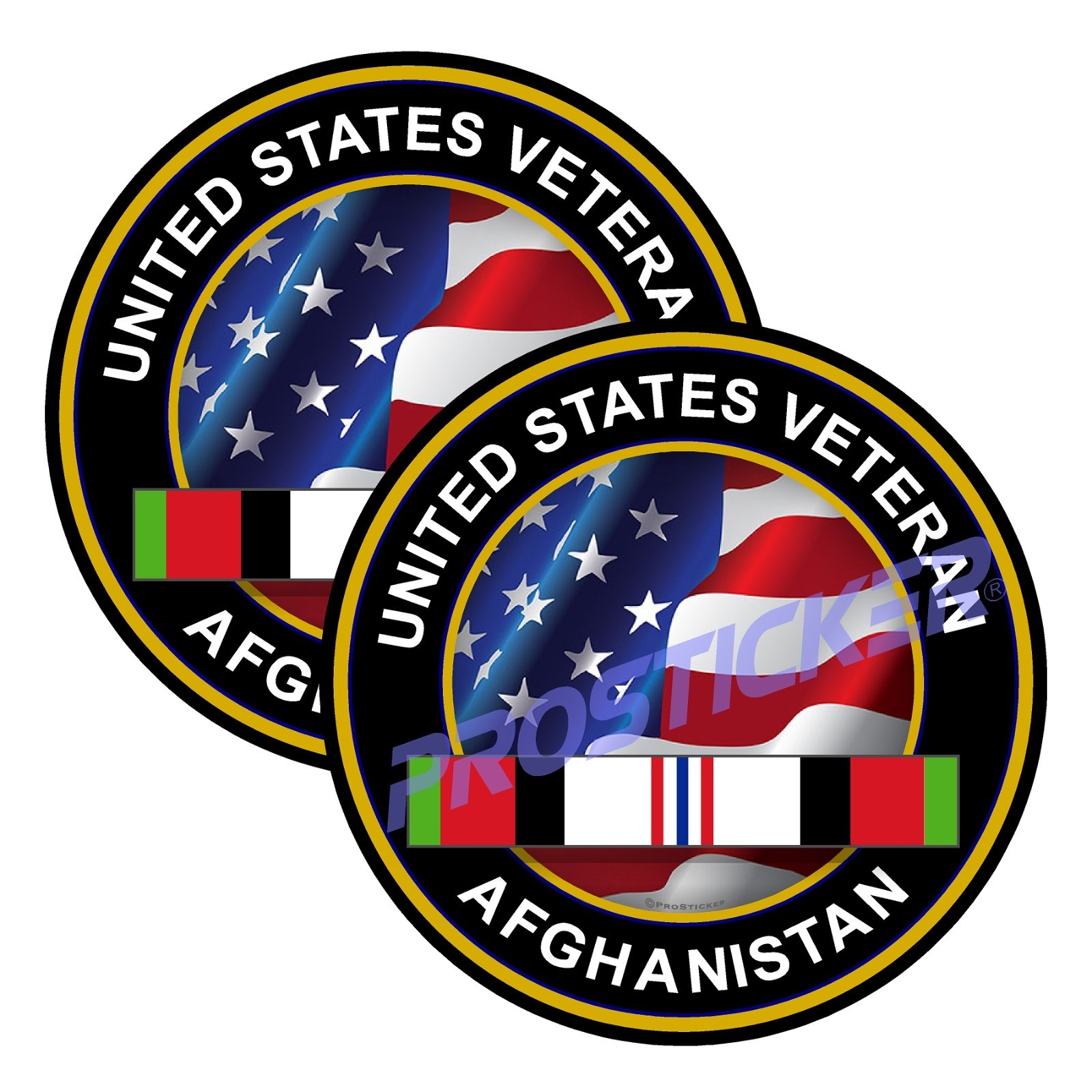 United States Veteran Afghanistan Decal (One) 3″ 2 Pack ProSticker 1128 2PK