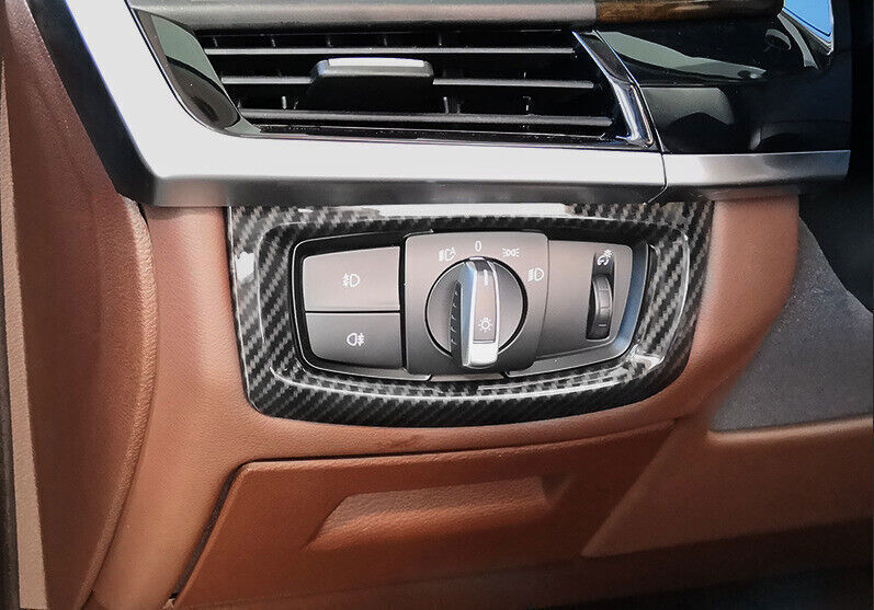 Carbon Fiber Headlight Switch Control Button Trim For BMW X5 X6 F15 F16 2014-18