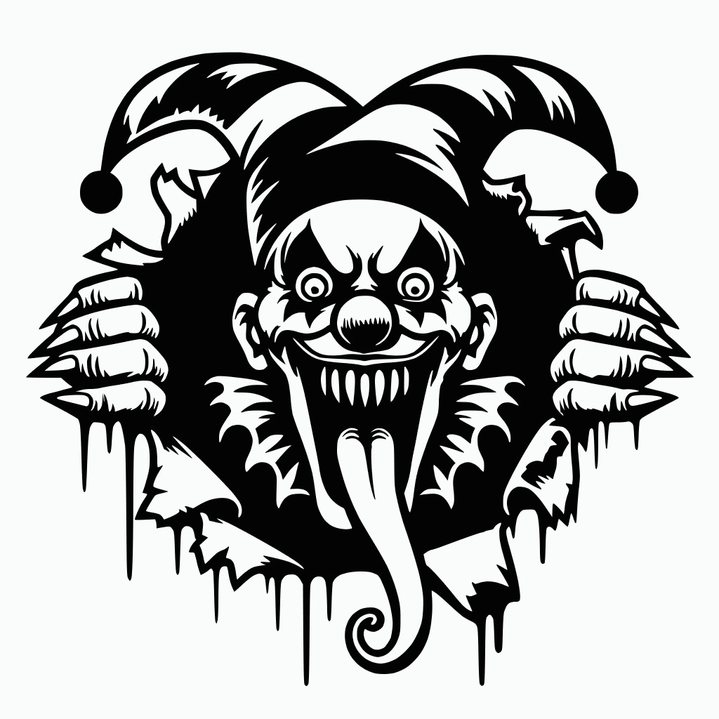 Breakthrough Evil Jester Clown Black Vinyl Sticker Decal Left Right or Pair