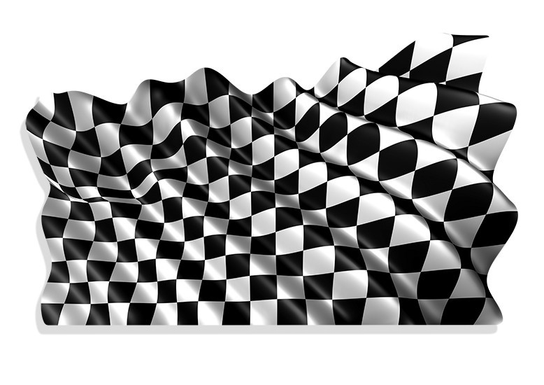 Racing Decals Waving Checkered Flag Stickers – Mirrored – 8.4″ wide each 2 Pack