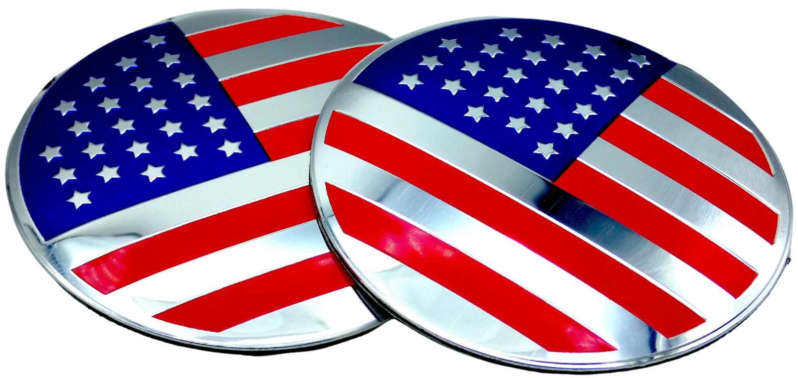 2x American Flag Sticker Decal Fender Emblem Aluminum Dome Shape Car Truck 2.20″