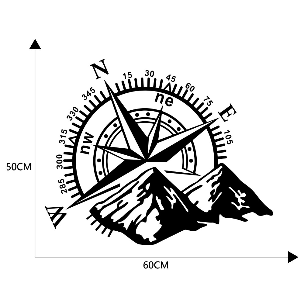 Car SUV Hood Body Side Decoration Vinyl Decal Compass Mountain Graphics Sticker