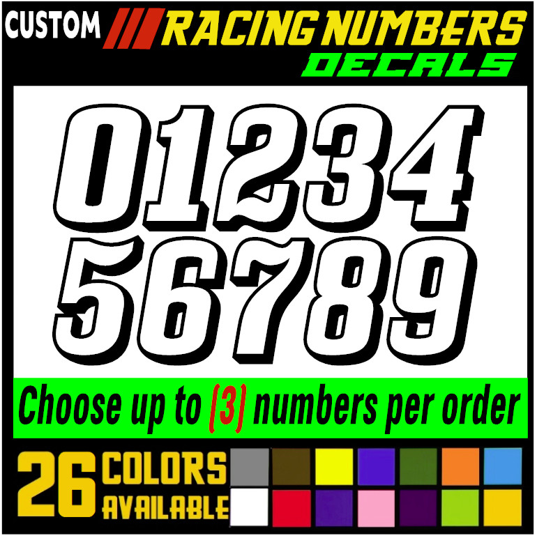 Racing Numbers Vinyl Decal Sticker for Dirt Bike Plate BMX Motocross Car [s17