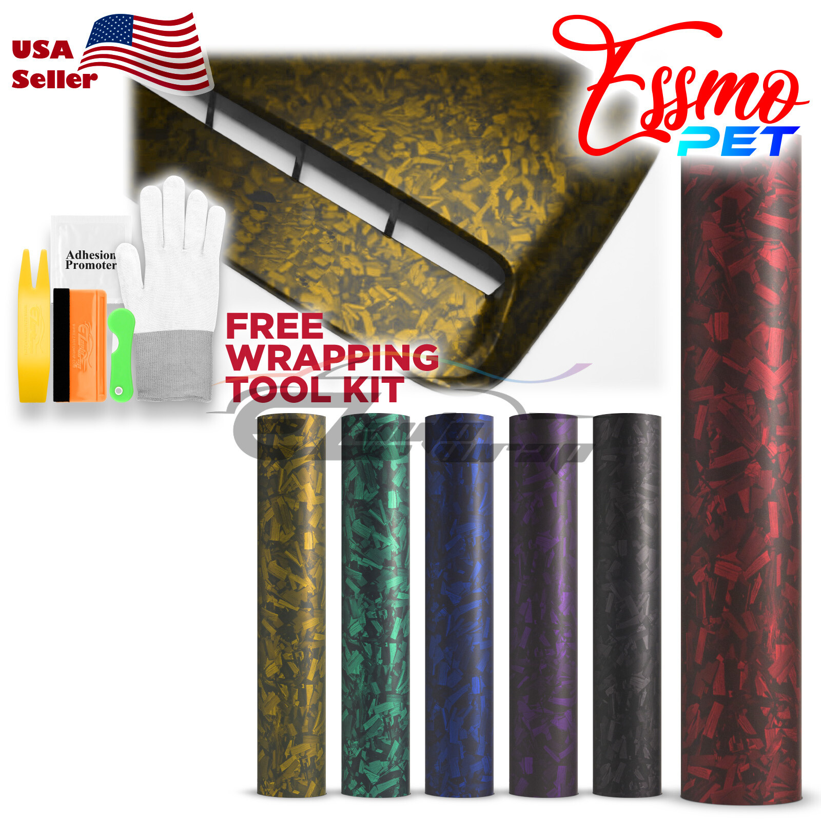 ESSMO PET Marble Forged Matte Carbon Fiber Car Vehicle Vinyl Wrap Sticker Sheet
