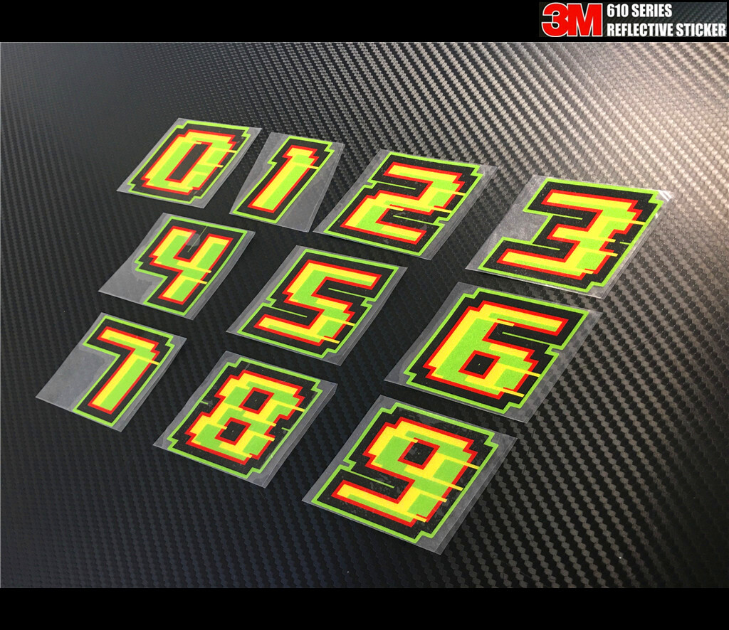 Reflective DIY Sport Racing number Numbers Car Motorcycle helmet Sticker