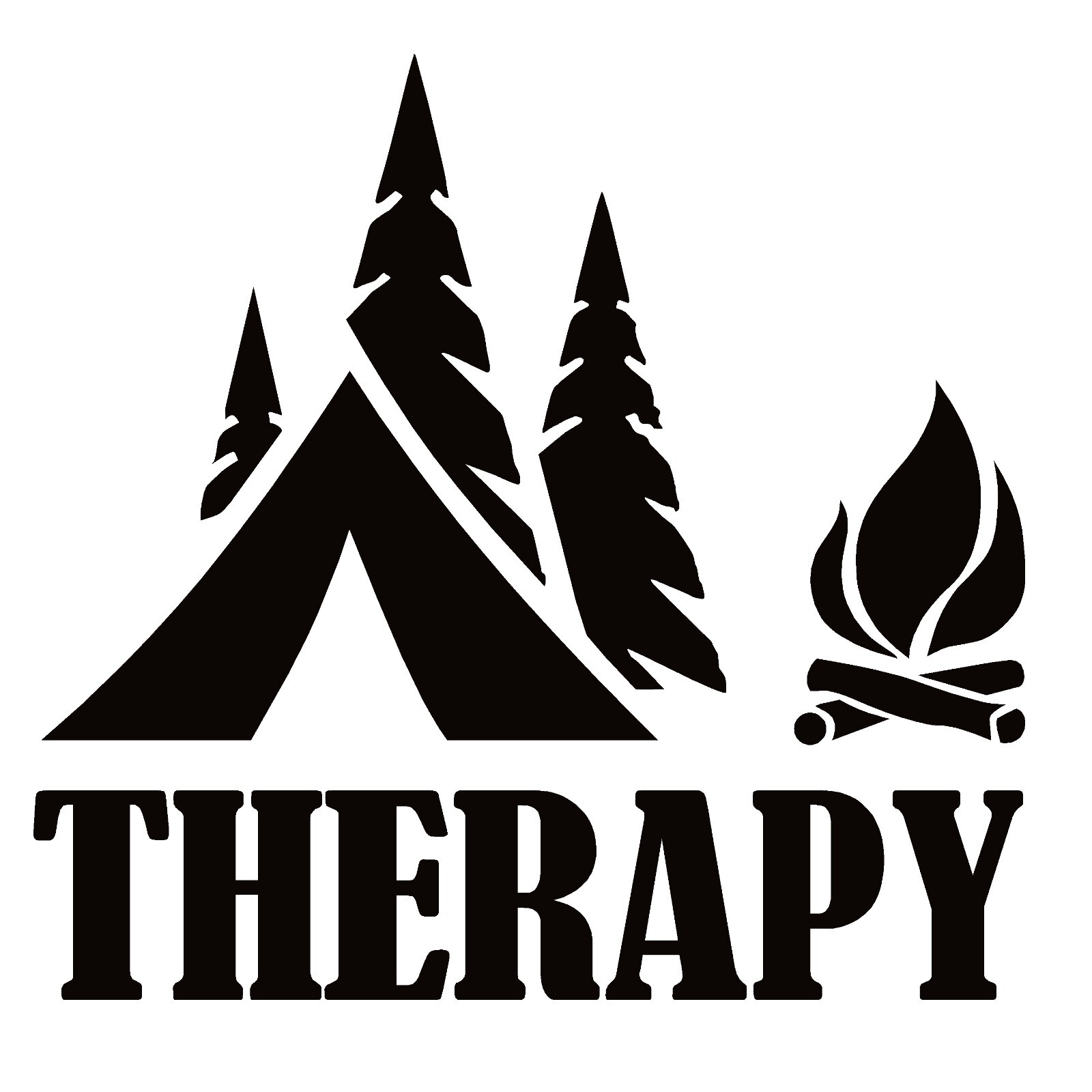 Camping Therapy Black Vinyl Decal Car Truck Camper Window Laptop
