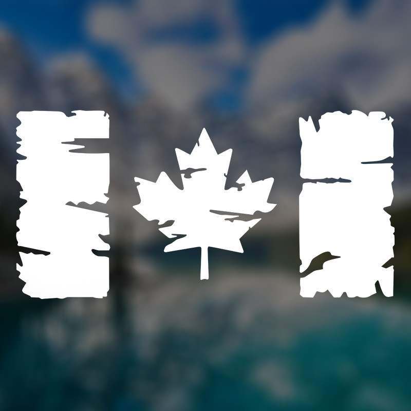 Distressed Canada Flag Decal | Eroded Car Window Door Bumper Vinyl Sticker