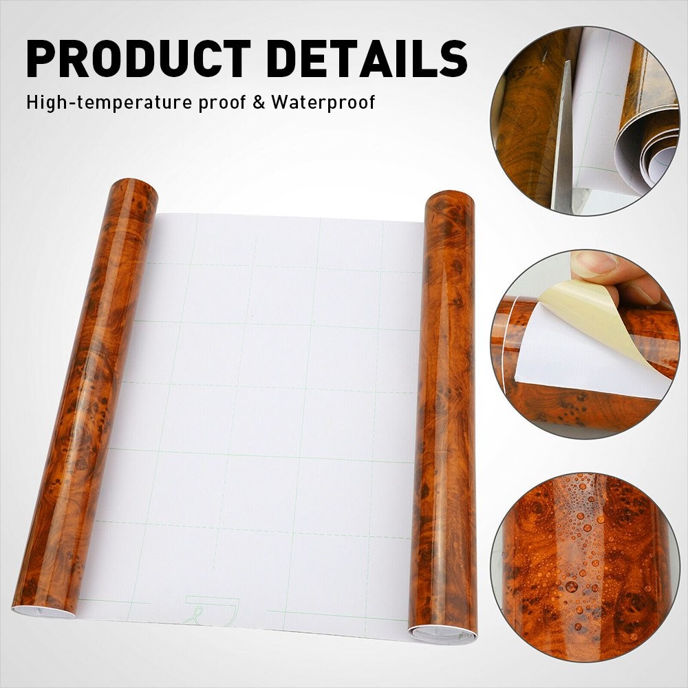 2Set DIY Matte Grain Wood Glossy Textured Vinyl Sticker Wrap Car Home Interior V