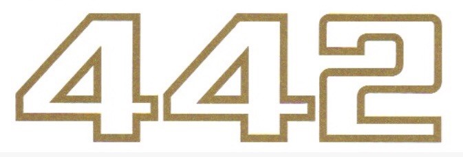 1985-1987 Oldsmobile 442 Front Rear and Door Gold Decals New Set of 4 GM OLDS