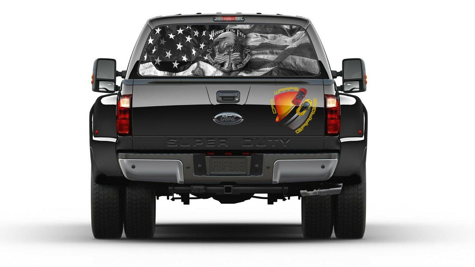 American Flag Black and White Patriotic Rear Window Perforated Graphic Decal