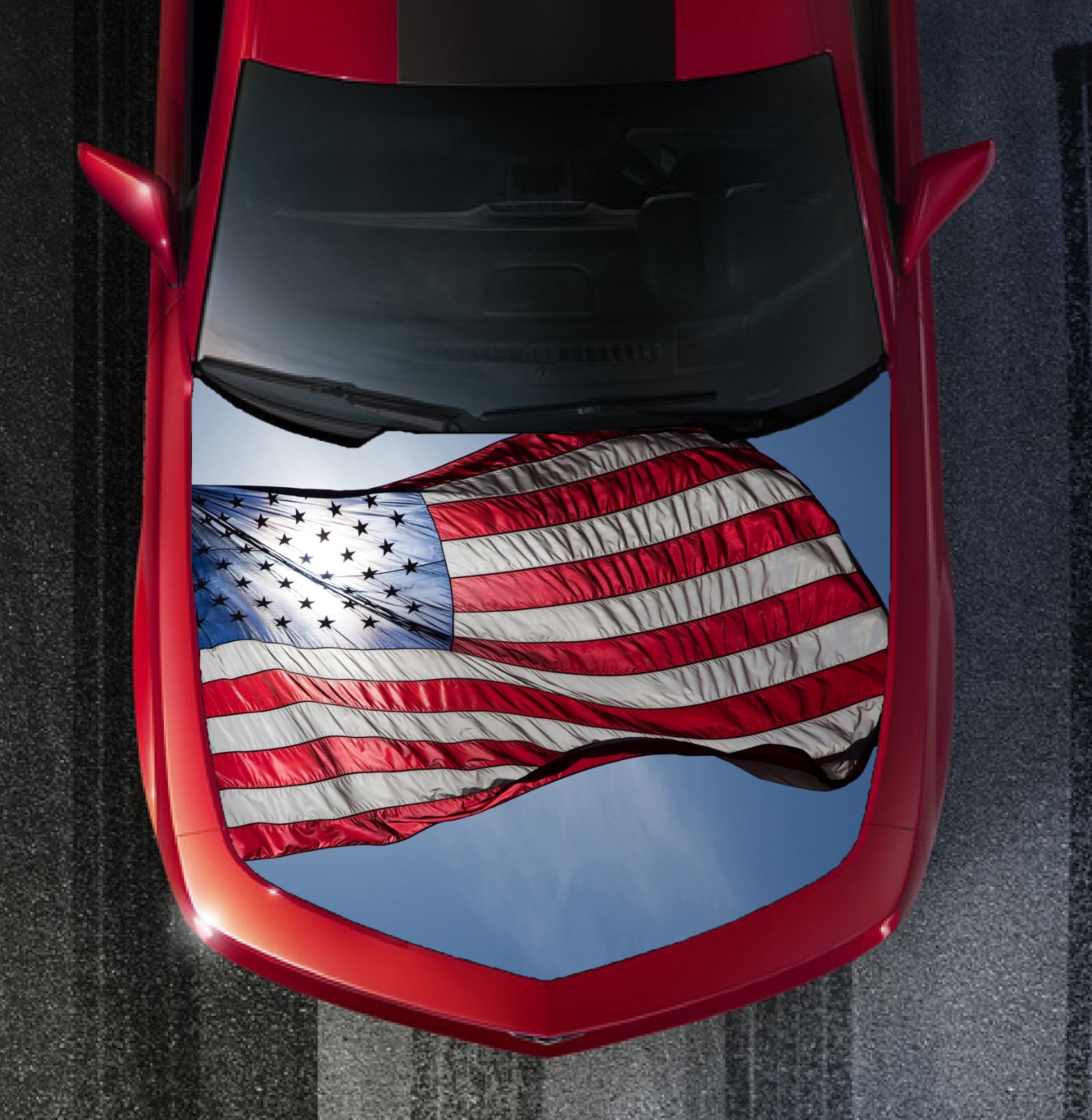 Patriotic American Flag Hood Wrap Vinyl Graphic Decal Sticker Wrap Car or Truck