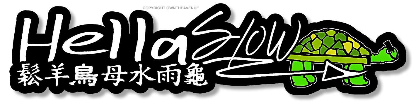 Hellaslow Angry Turtle JDM Drifting Racing Kanji Japanese Vinyl Sticker Decal 5″