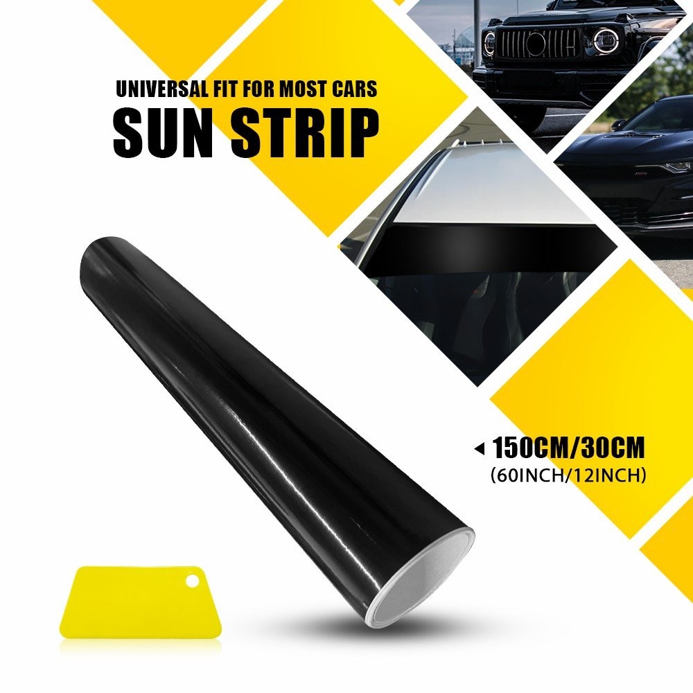60×12″ Car Sun Windshield Visor Vinyl PVC Window Tint Decal Strip Black Sticker`