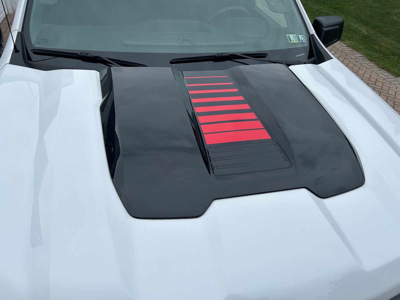 Chevy Silverado Red Fade Stripes Center Hood Scoop Decal 2022-2025