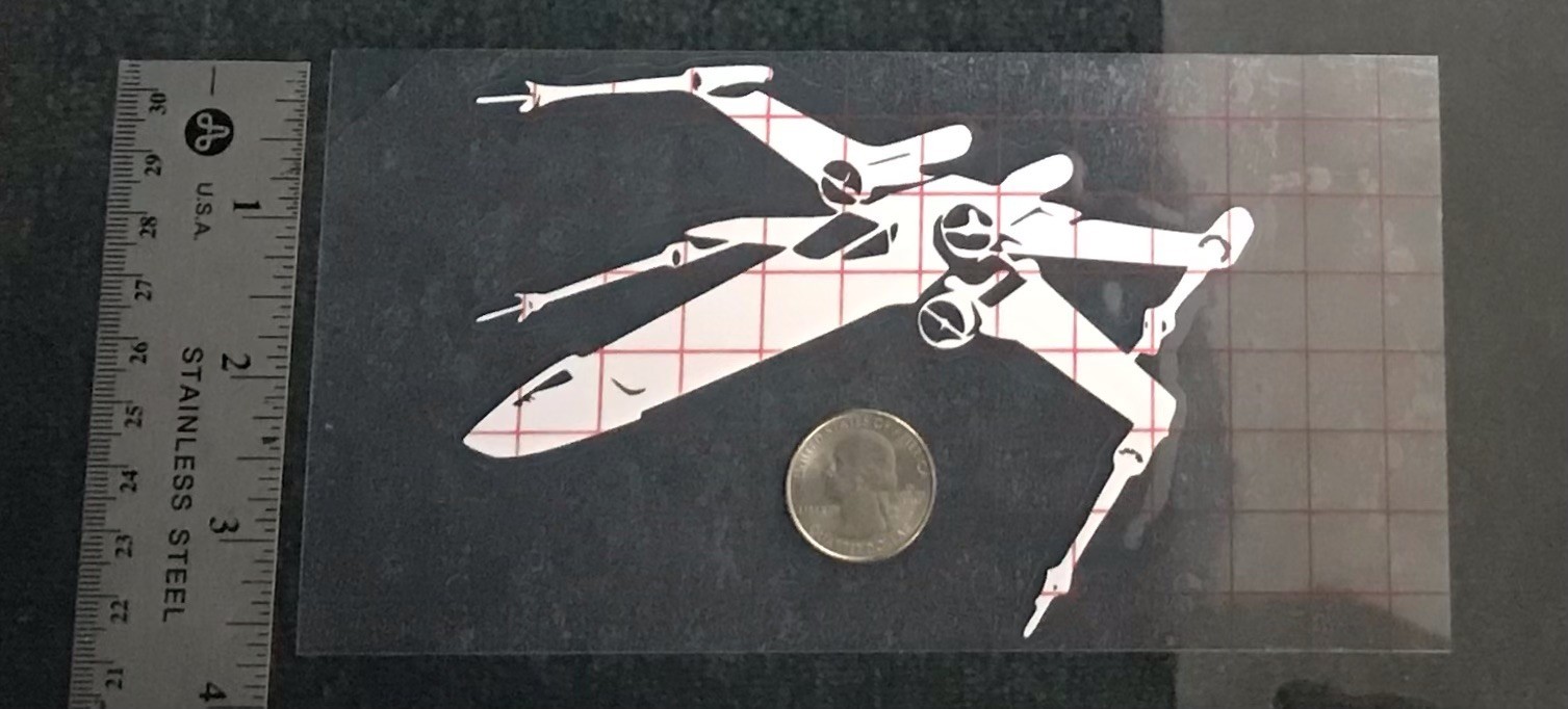 X-Wing (Star Wars) WHITE vinyl decal for car windows weatherproof 3.5 x 5″ USA