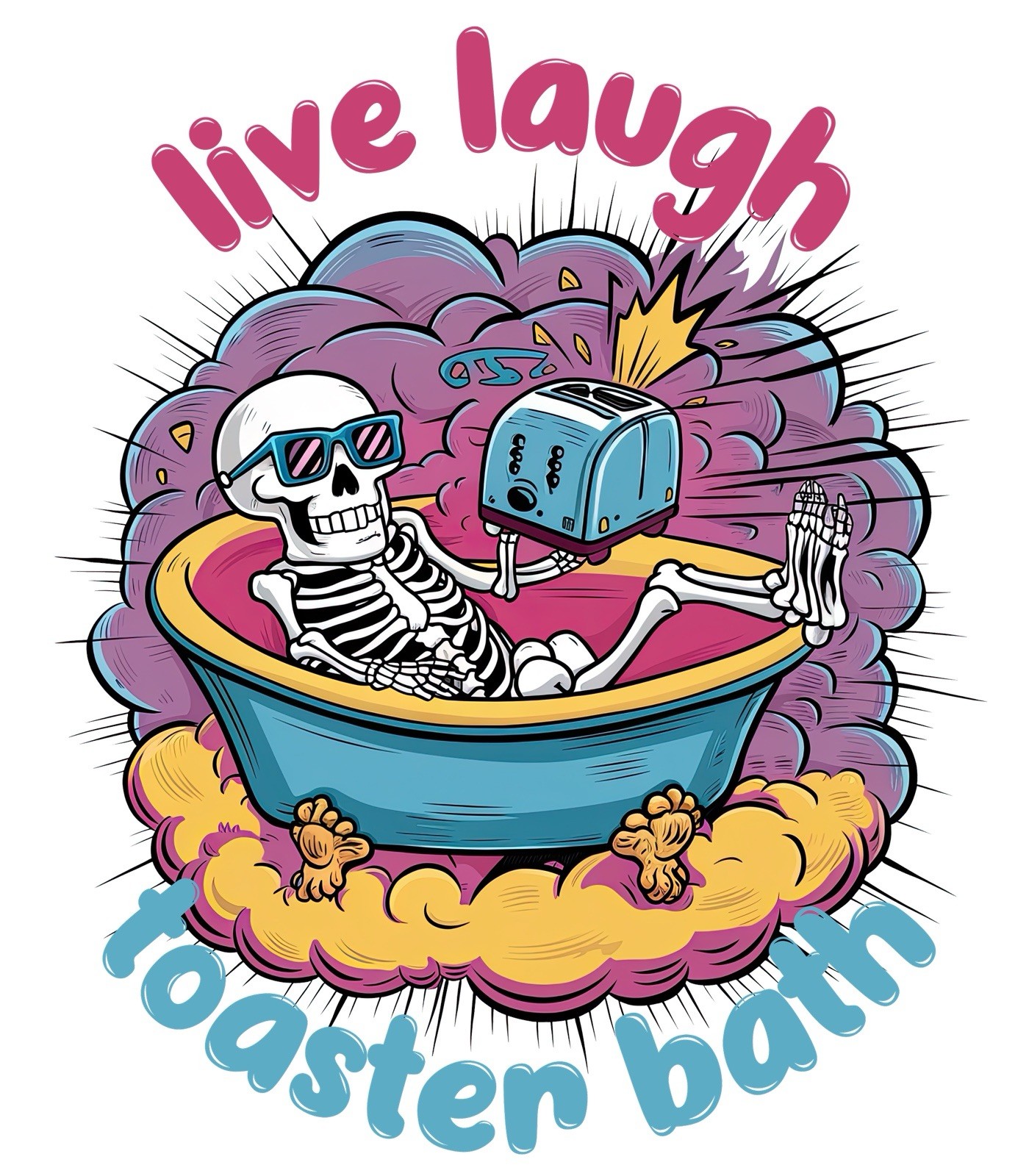 Humor Sticker (3 Inch) Dark Humor Live Laugh Toaster Bath !