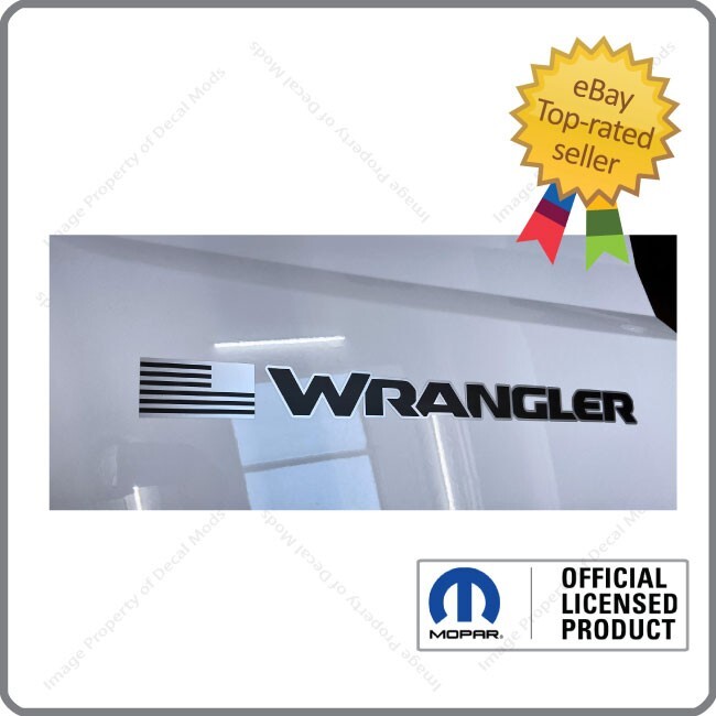 WRANGLER Hood side decals set Jeep Stickers Graphics USA FLAG Silver Black UV1F1